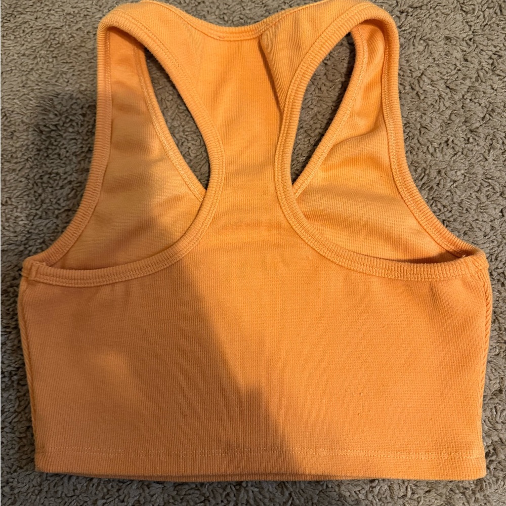 Signature8 Tangerine Ribbed Racerback Crop - Picture 2 of 2